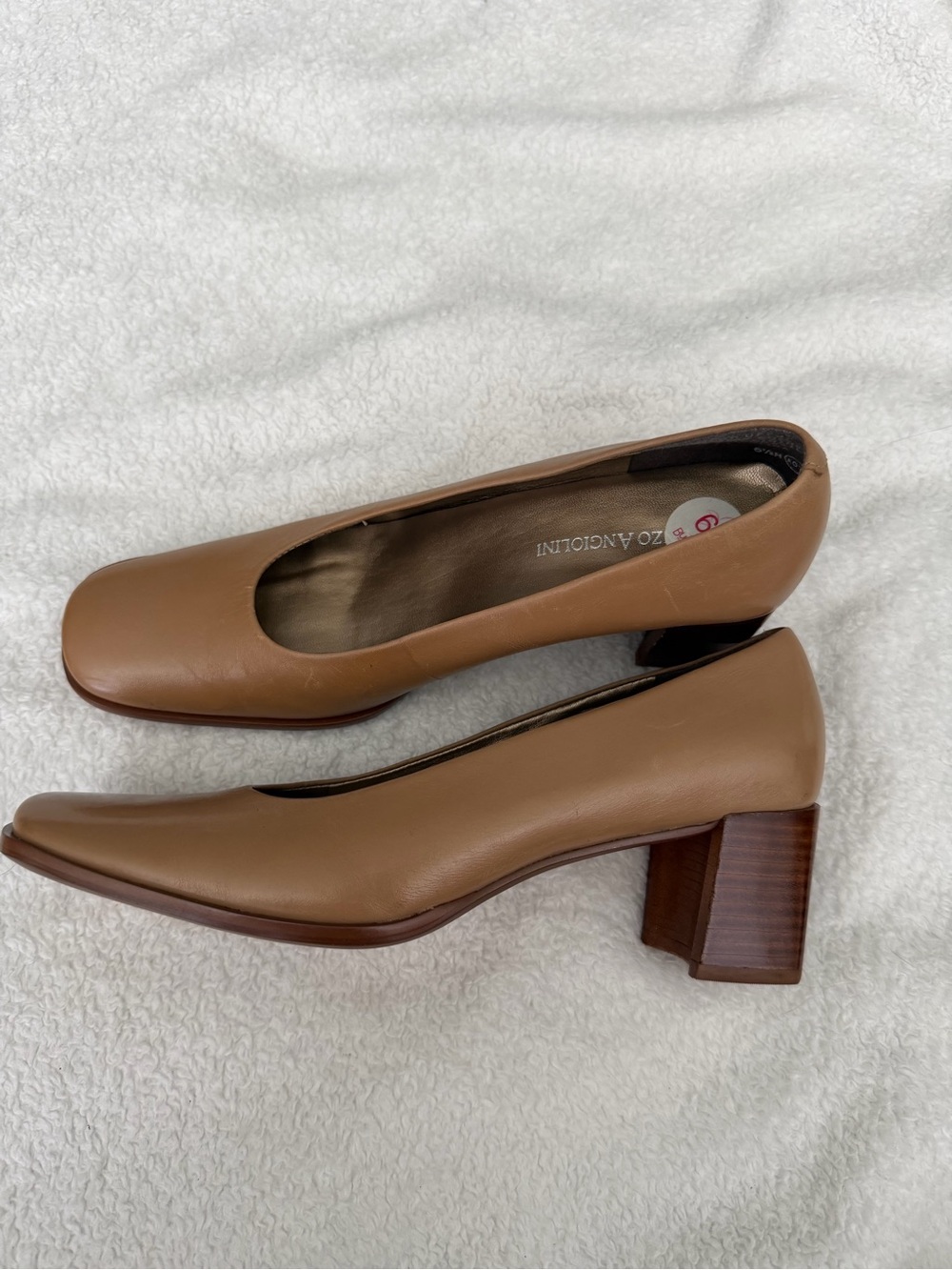 Enzo Angiolini Tan Block Heel Pumps